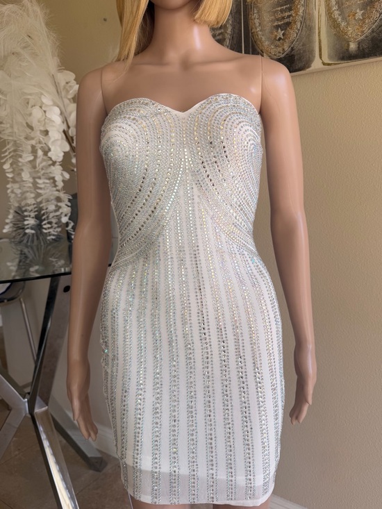 AKIRA Dresses & Skirts - AKIRA Strapless White Crystal-Embellished Bodycon Dress